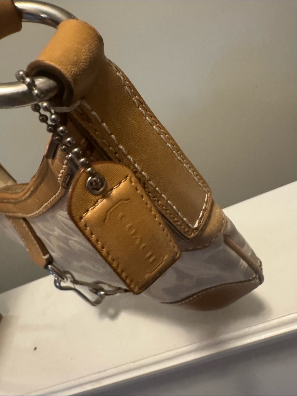 Coach Tan and Ivory Signature Shoulder Hobo - Picture 7 of 12